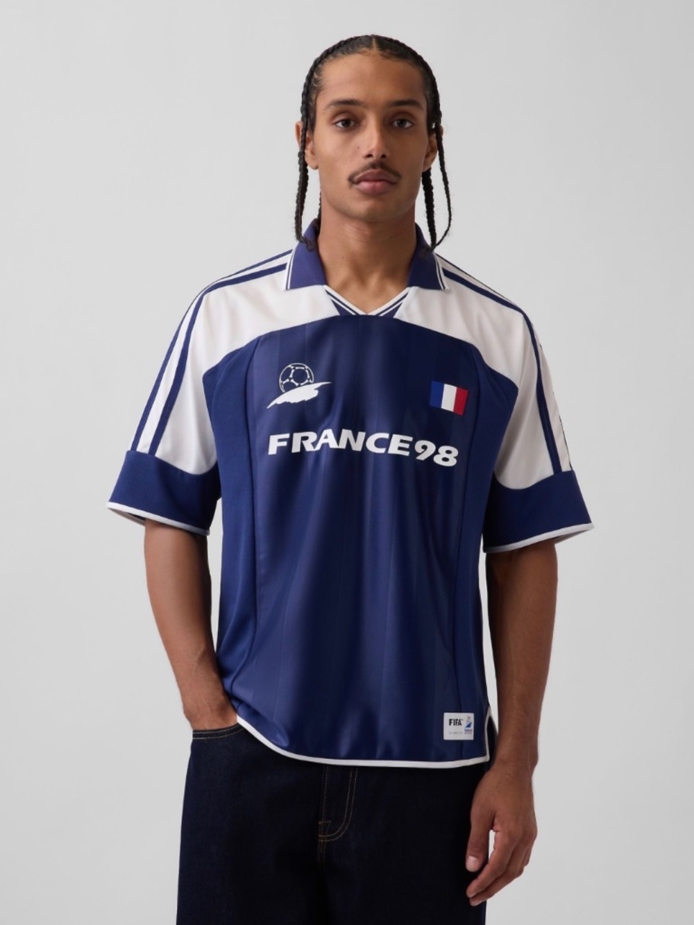 Gap Navy France FIFA WORLD CUP™ Oversized Football Jersey T-Shirt, Size Medium